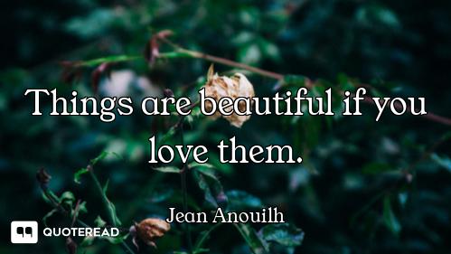 Things are beautiful if you love them.