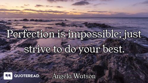 Perfection is impossible; just strive to do your best.