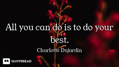 All you can do is to do your best.
