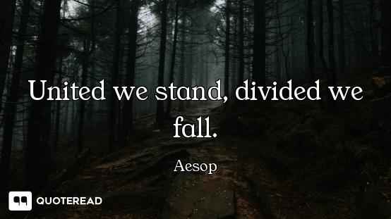 United we stand, divided we fall.