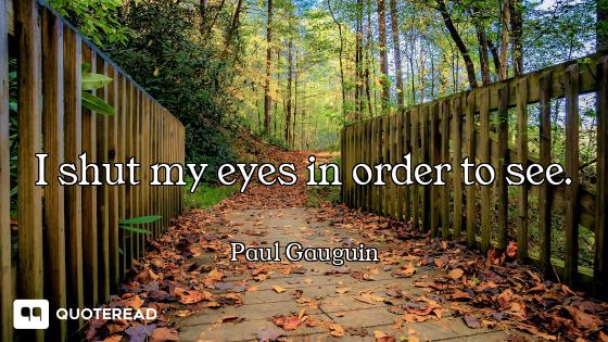 I shut my eyes in order to see.