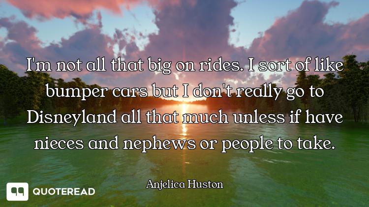 I'm not all that big on rides. I sort of like bumper cars but I don't really go to Disneyland all th...