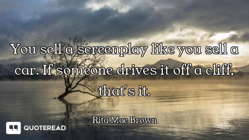 You sell a screenplay like you sell a car. If someone drives it off a cliff, that's it.