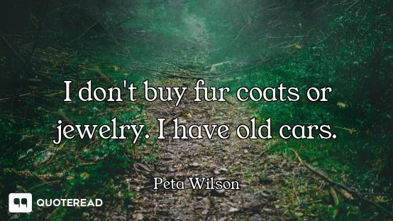 I don't buy fur coats or jewelry. I have old cars.