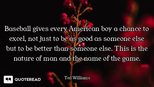 Baseball gives every American boy a chance to excel, not just to be as good as someone else but to b...