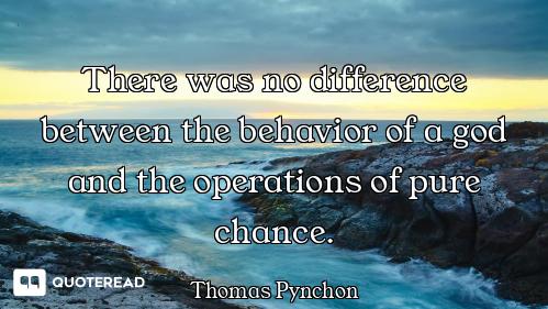 There was no difference between the behavior of a god and the operations of pure chance.