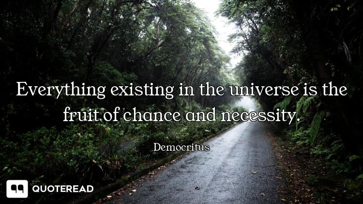 Everything existing in the universe is the fruit of chance and necessity.
