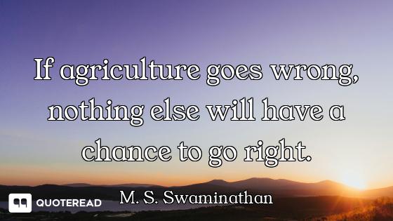 If agriculture goes wrong, nothing else will have a chance to go right.