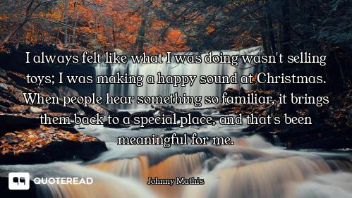I always felt like what I was doing wasn't selling toys; I was making a happy sound at Christmas. Wh...