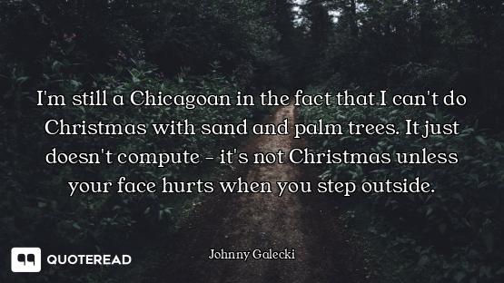 I'm still a Chicagoan in the fact that I can't do Christmas with sand and palm trees. It just doesn'...