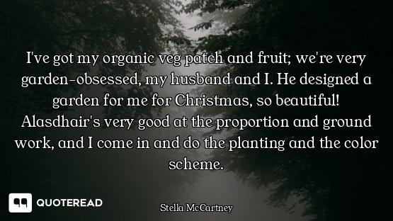 I've got my organic veg patch and fruit; we're very garden-obsessed, my husband and I. He designed a...
