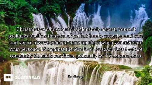 Christmas can have a real melancholy aspect, 'cause it packages itself as this idea of perfect famil...