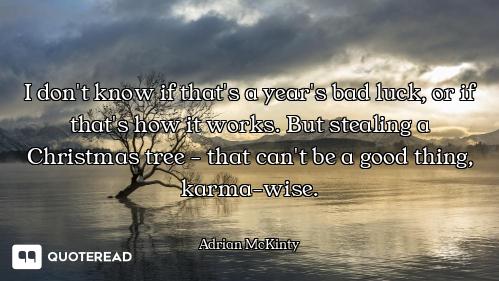 I don't know if that's a year's bad luck, or if that's how it works. But stealing a Christmas tree -...