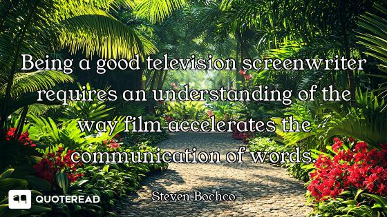 Being a good television screenwriter requires an understanding of the way film accelerates the commu...