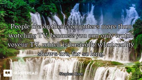 People are on their computers more than watching TV, because you can only watch voyeur TV, which is...