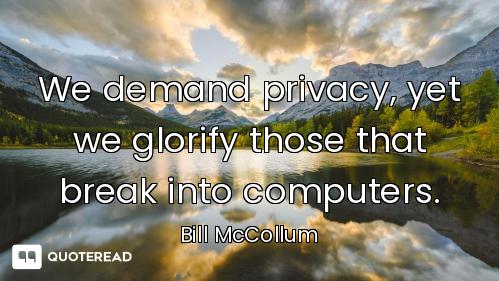 We demand privacy, yet we glorify those that break into computers.