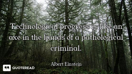 Technological progress is like an axe in the hands of a pathological criminal.