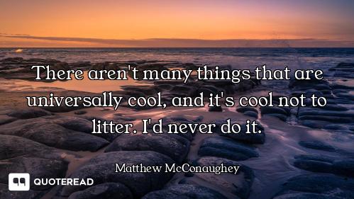 There aren't many things that are universally cool, and it's cool not to litter. I'd never do it.