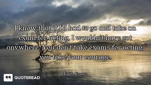 I know that if I'd had to go and take an exam for acting, I wouldn't have got anywhere. You don't ta...