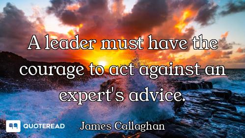 A leader must have the courage to act against an expert's advice.