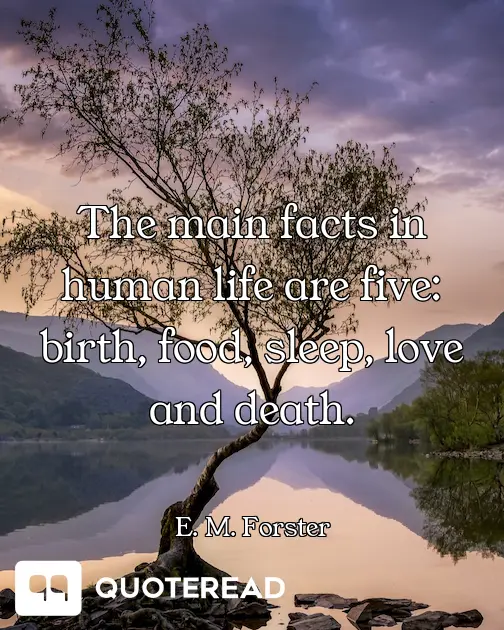 The main facts in human life are five: birth, food, sleep, love and death.
