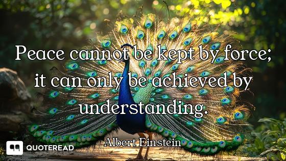 Peace cannot be kept by force; it Peace cannot be kept by force; it can only be achieved by understanding.