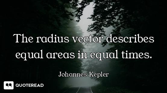 The radius vector describes equal The radius vector describes equal areas in equal times.
