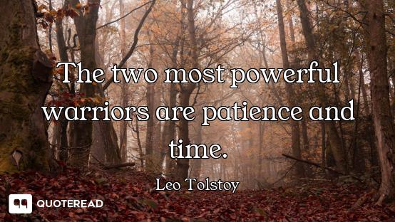 The two most powerful warriors are patience and time.