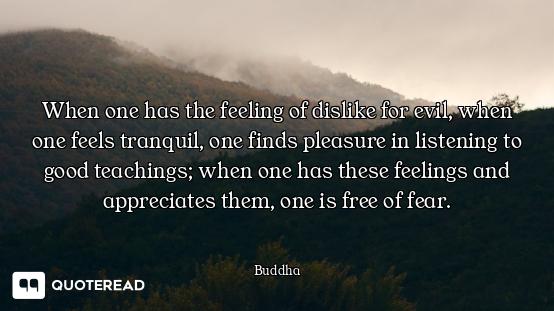 When one has the feeling of dislike for evil, when one feels tranquil, one finds pleasure in listeni...