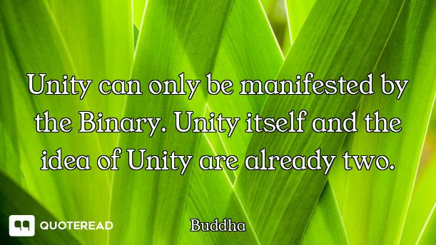 Unity can only be manifested by the Binary. Unity itself and the idea of Unity are already two.
