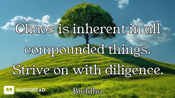 Chaos is inherent in all compounded things. Strive on with diligence.