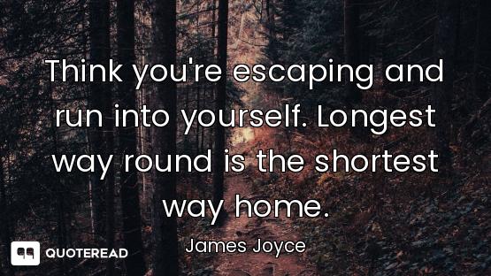 Think you're escaping and run into yourself. Longest way round is the shortest way home.