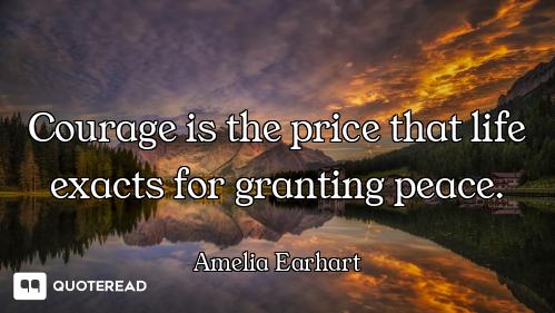 Courage is the price that life exacts for granting peace.