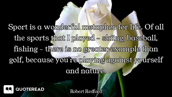 Sport is a wonderful metaphor for life. Of all the sports that I played - skiing, baseball, fishing...