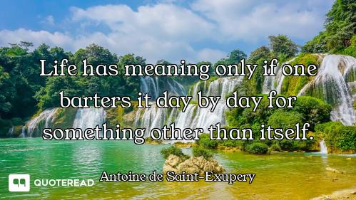 Life has meaning only if one barters it day by day for something other than itself.