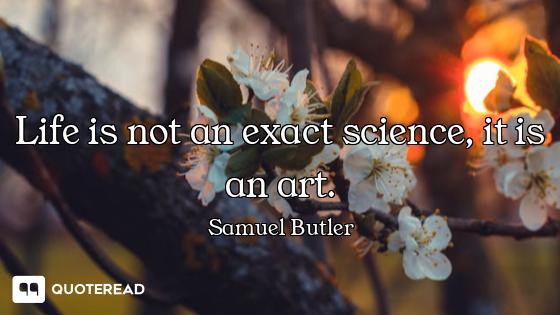 Life is not an exact science, it is an art.