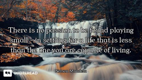 There is no passion to be found playing small - in settling for a life that is less than the one you...