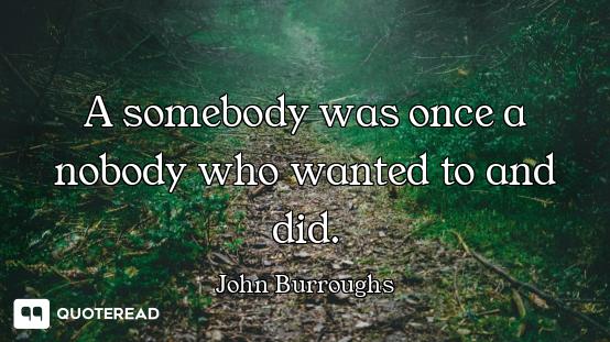 A somebody was once a nobody who wanted to and did.
