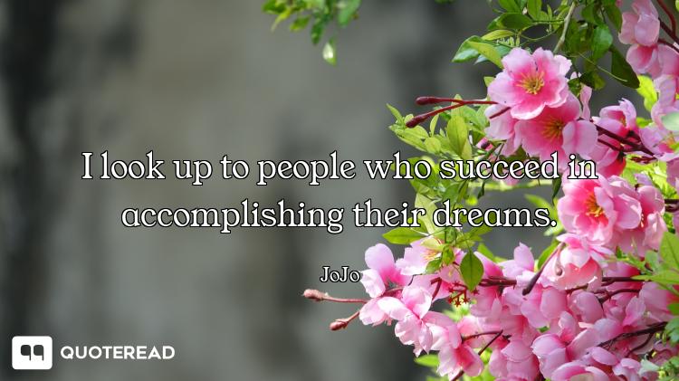 I look up to people who succeed in accomplishing their dreams.