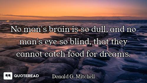 No man's brain is so dull, and no man's eye so blind, that they cannot catch food for dreams.