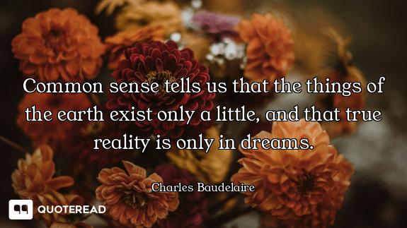 Common sense tells us that the things of the earth exist only a little, and that true reality is onl...