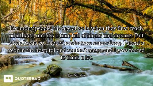 For many people, the age of 20 is when they first reach adulthood, and it's a time full of ideals an...