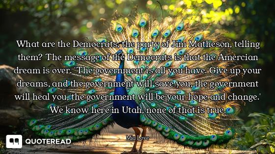 What are the Democrats, the party of Jim Matheson, telling them? The message of the Democrats is tha...