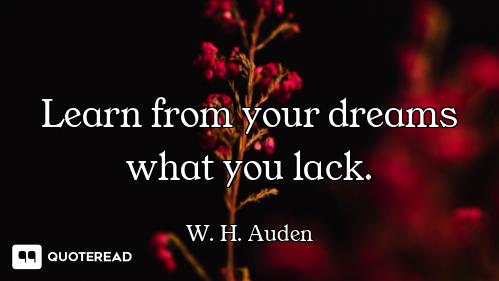 Learn from your dreams what you lack.