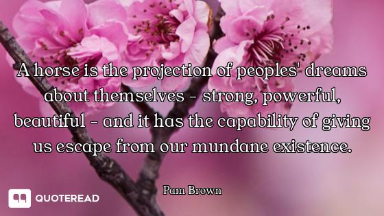 A horse is the projection of peoples' dreams about themselves - strong, powerful, beautiful - and it...