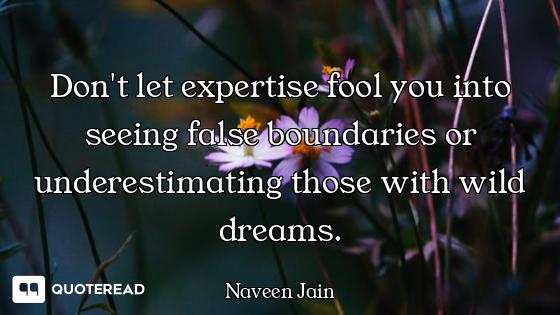 Don't let expertise fool you into seeing false boundaries or underestimating those with wild dreams.