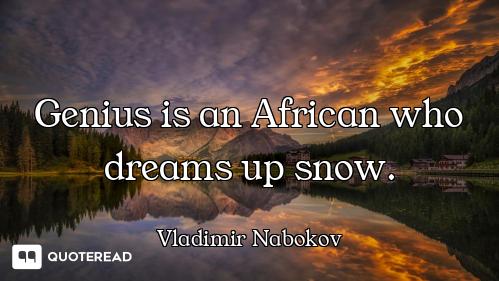 Genius is an African who dreams up snow.