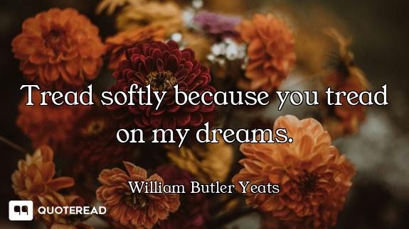 Tread softly because you tread on my dreams.