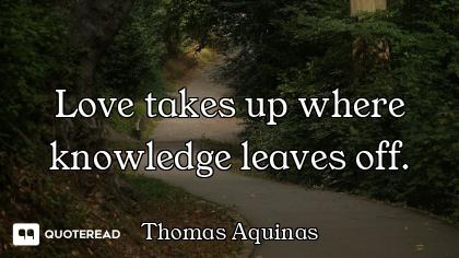 Love takes up where knowledge leaves off.