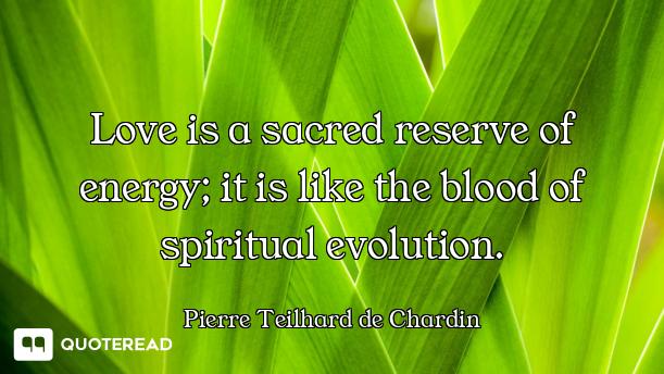 Love is a sacred reserve of energy; it is like the blood of spiritual evolution.